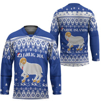 Faroe Islands Christmas Hockey Jersey Coat Of Arms Xmas Patterns - Wonder Print Shop