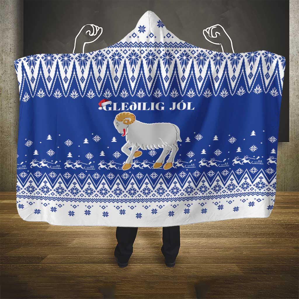 Faroe Islands Christmas Hooded Blanket Coat Of Arms Xmas Patterns - Wonder Print Shop
