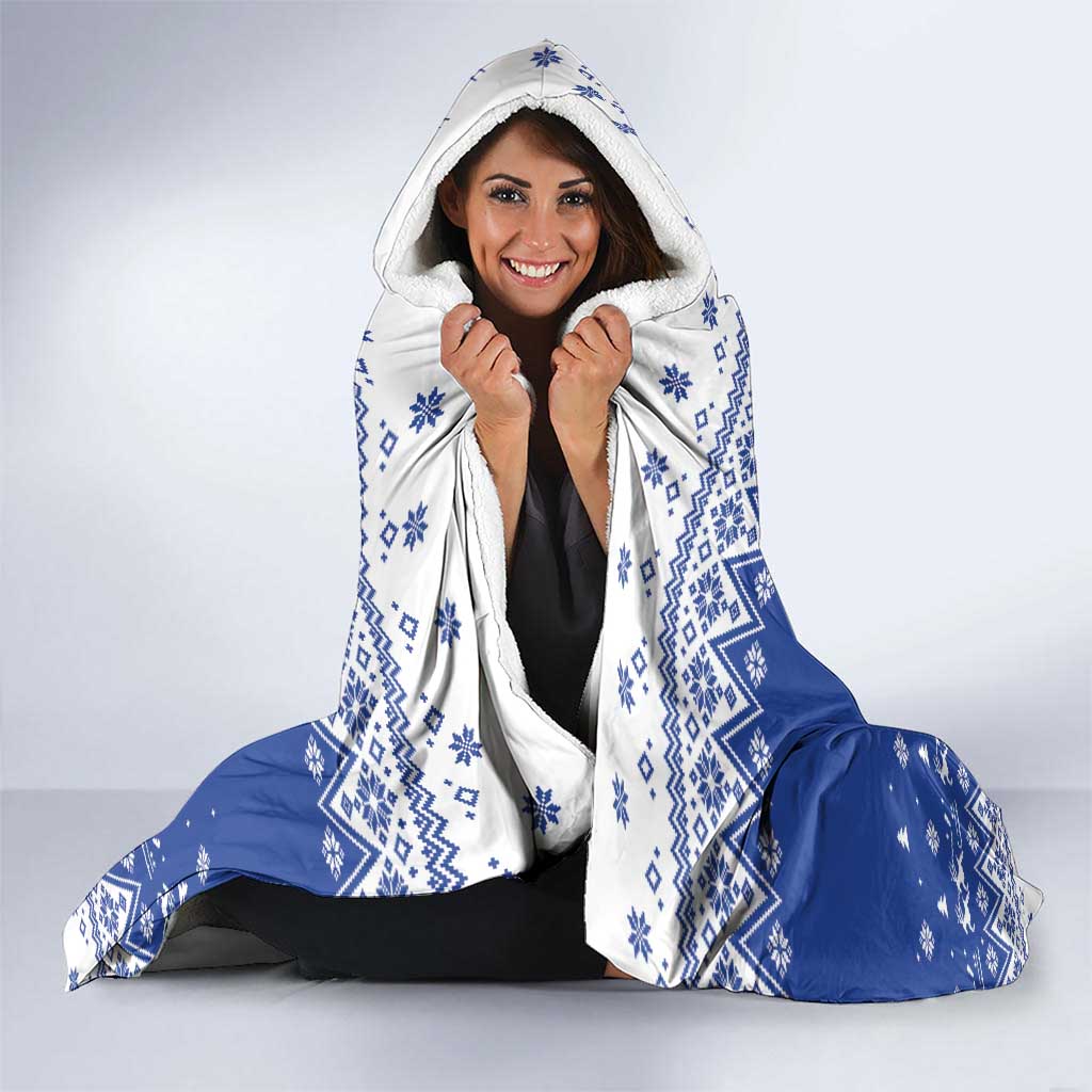 Faroe Islands Christmas Hooded Blanket Coat Of Arms Xmas Patterns - Wonder Print Shop