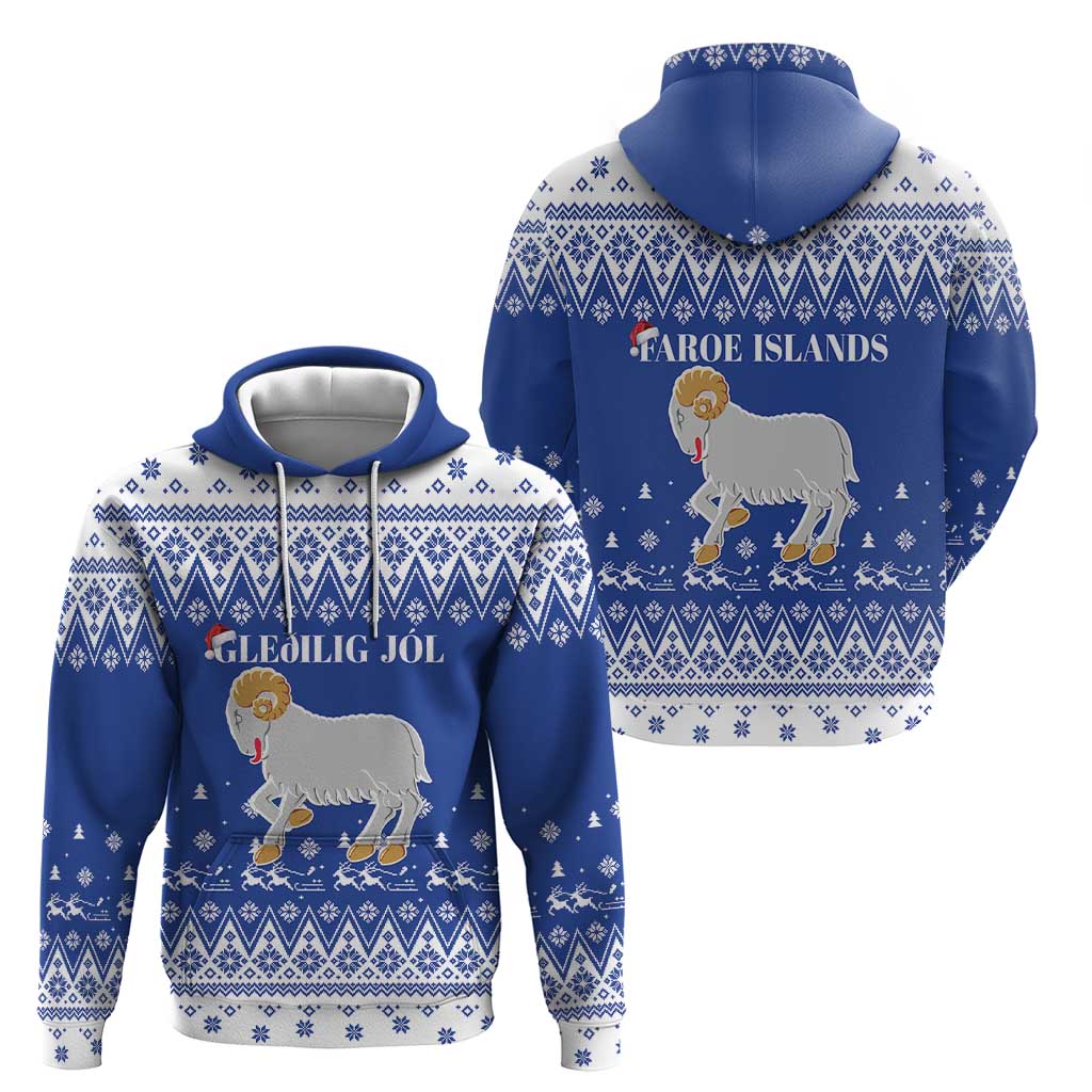 Faroe Islands Christmas Hoodie Coat Of Arms Xmas Patterns - Wonder Print Shop