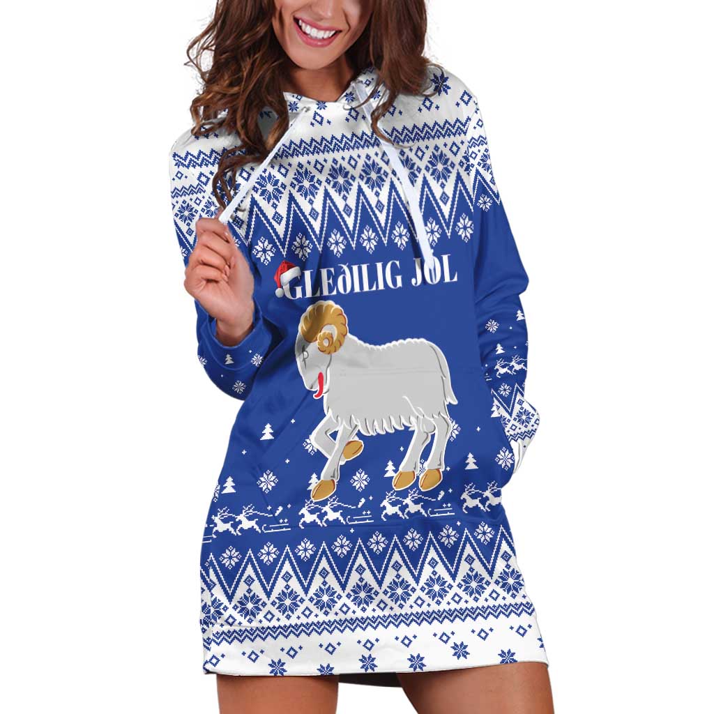 Faroe Islands Christmas Hoodie Dress Coat Of Arms Xmas Patterns - Wonder Print Shop