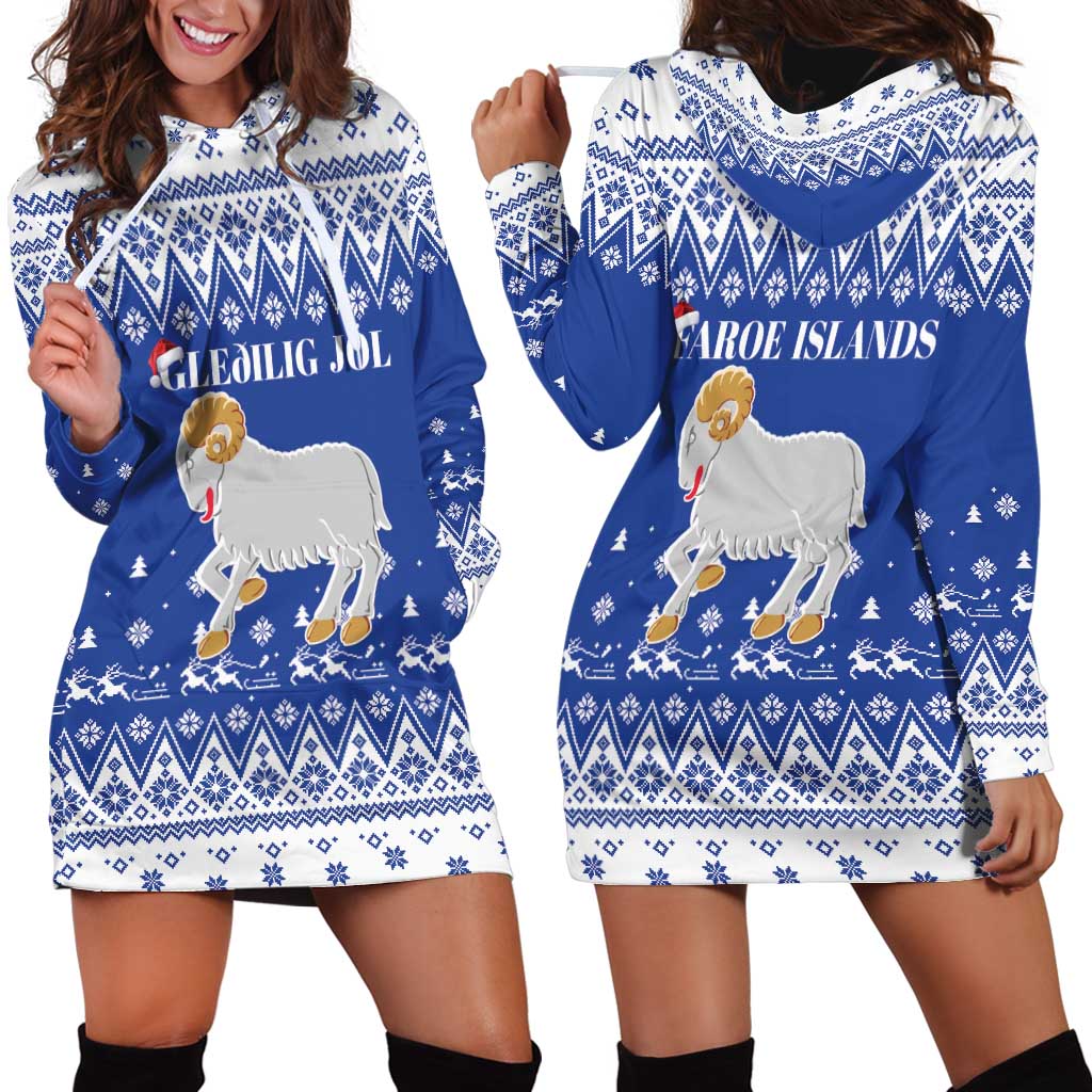 Faroe Islands Christmas Hoodie Dress Coat Of Arms Xmas Patterns - Wonder Print Shop