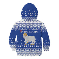 Faroe Islands Christmas Kid Hoodie Coat Of Arms Xmas Patterns - Wonder Print Shop