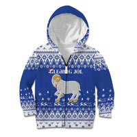 Faroe Islands Christmas Kid Hoodie Coat Of Arms Xmas Patterns - Wonder Print Shop