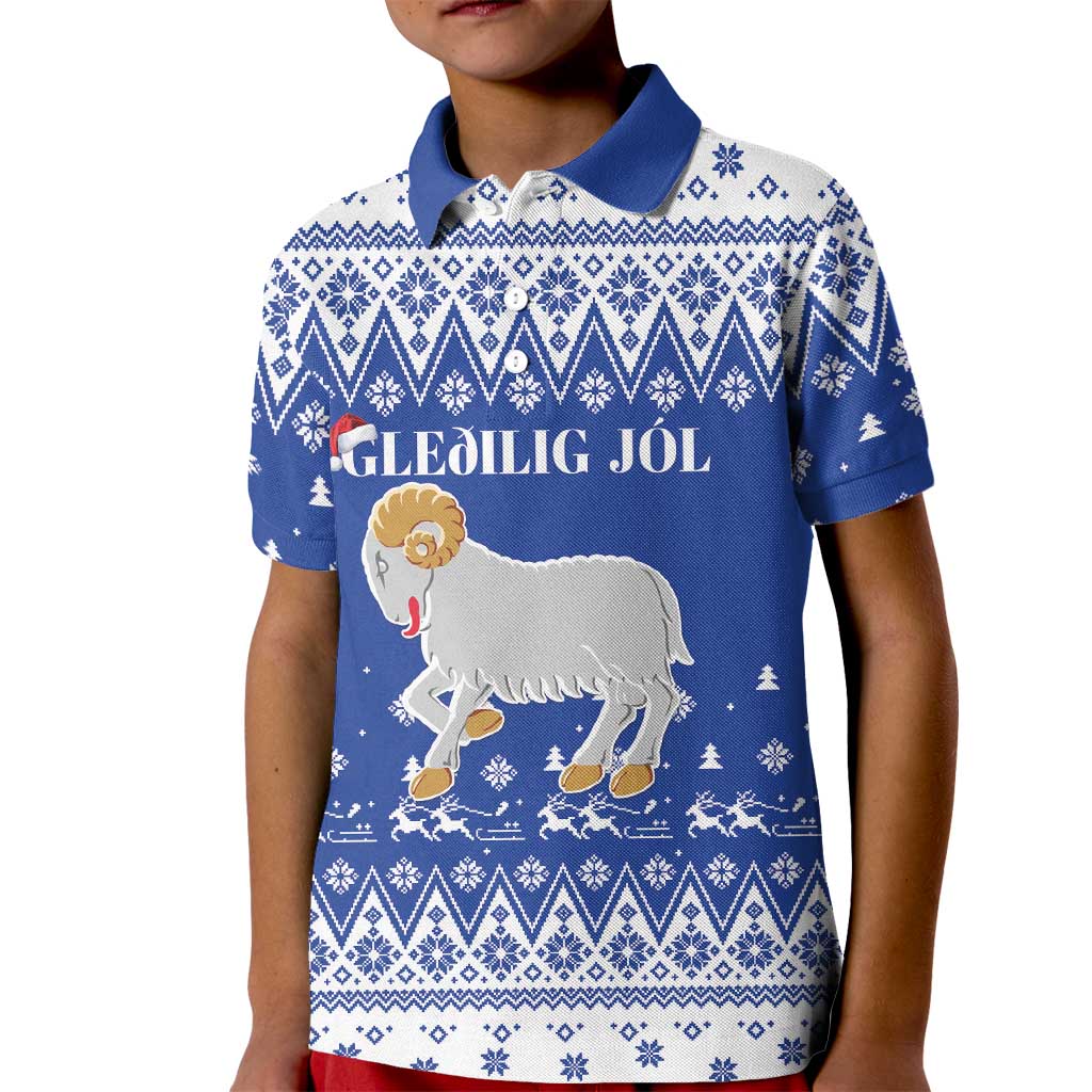 Faroe Islands Christmas Kid Polo Shirt Coat Of Arms Xmas Patterns - Wonder Print Shop