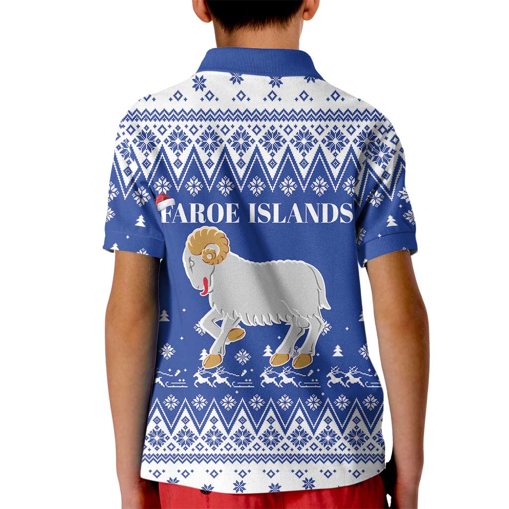 Faroe Islands Christmas Kid Polo Shirt Coat Of Arms Xmas Patterns - Wonder Print Shop