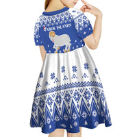 Faroe Islands Christmas Kid Short Sleeve Dress Coat Of Arms Xmas Patterns - Wonder Print Shop