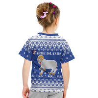 Faroe Islands Christmas Kid T Shirt Coat Of Arms Xmas Patterns - Wonder Print Shop