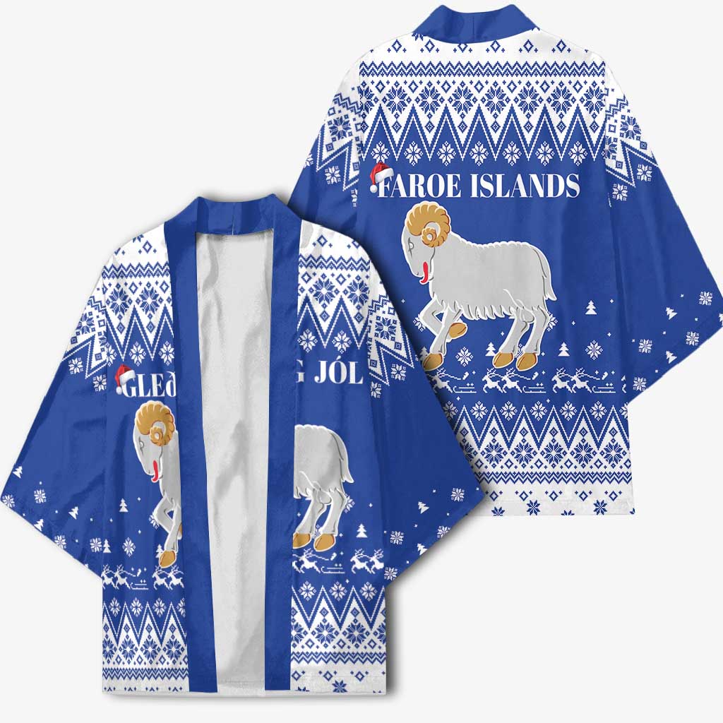 Faroe Islands Christmas Kimono Coat Of Arms Xmas Patterns - Wonder Print Shop