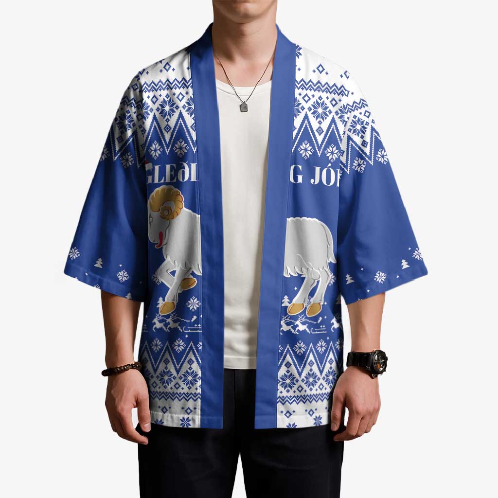 Faroe Islands Christmas Kimono Coat Of Arms Xmas Patterns - Wonder Print Shop