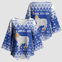 Faroe Islands Christmas Kimono Sleeve Blouse Coat Of Arms Xmas Patterns - Wonder Print Shop