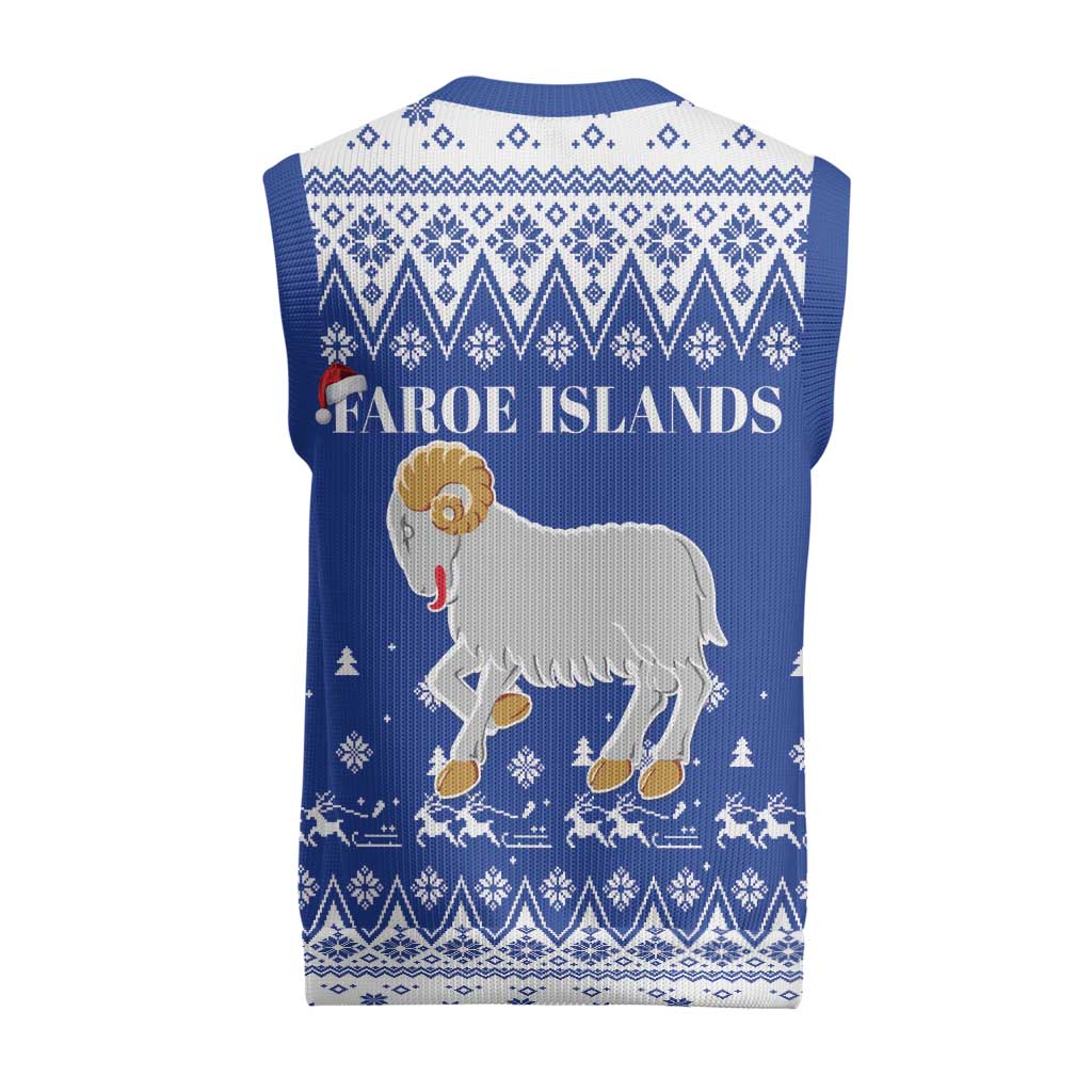 Faroe Islands Christmas Knitted V-Neck Vest Coat Of Arms Xmas Patterns - Wonder Print Shop