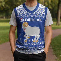 Faroe Islands Christmas Knitted V-Neck Vest Coat Of Arms Xmas Patterns - Wonder Print Shop