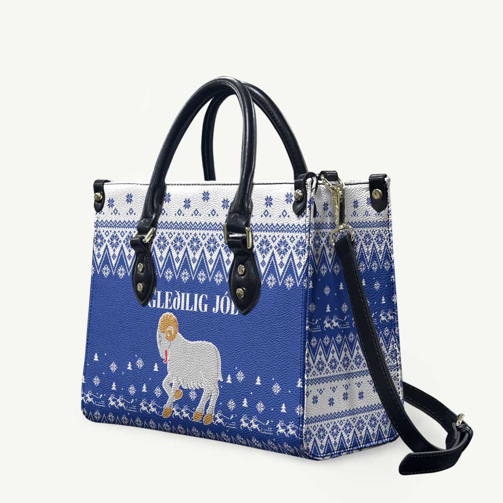 Faroe Islands Christmas Leather Bag Coat Of Arms Xmas Patterns - Wonder Print Shop