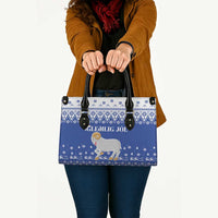 Faroe Islands Christmas Leather Bag Coat Of Arms Xmas Patterns - Wonder Print Shop