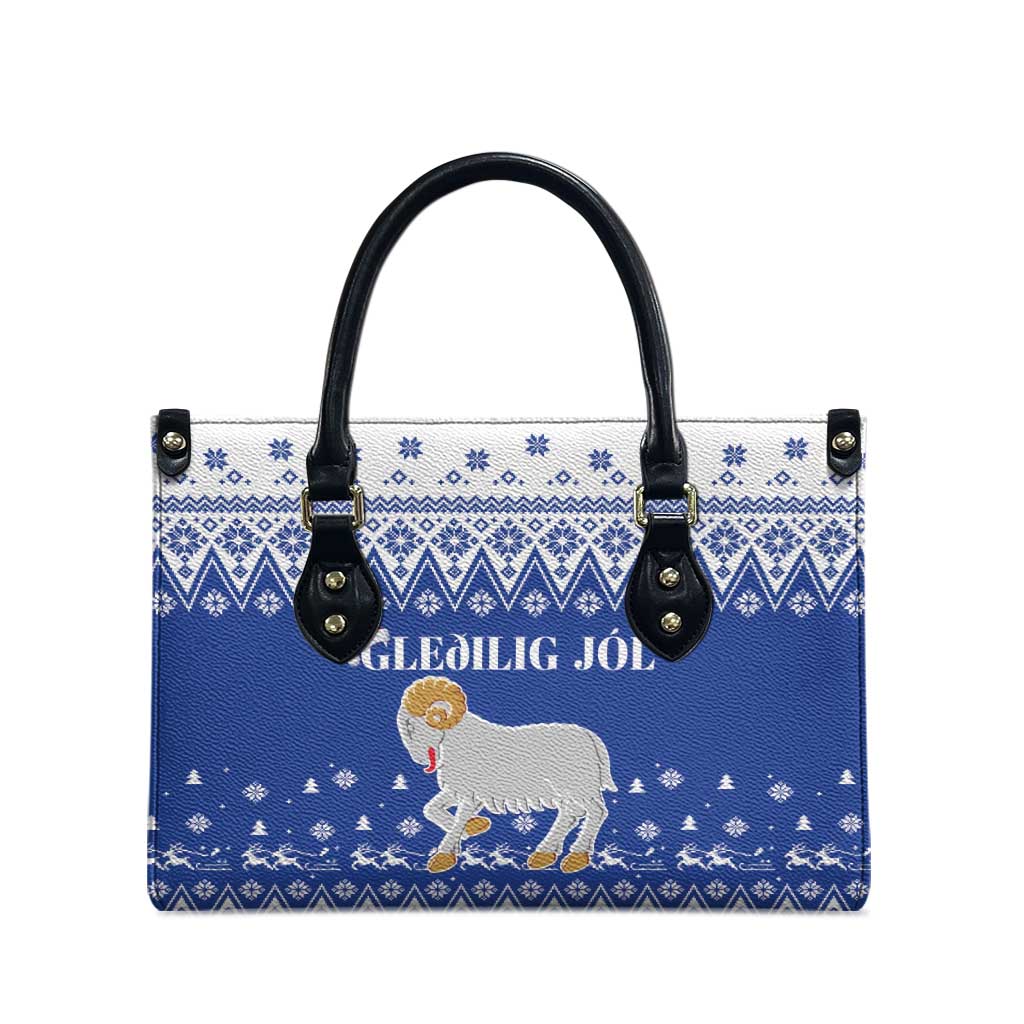Faroe Islands Christmas Leather Bag Coat Of Arms Xmas Patterns - Wonder Print Shop