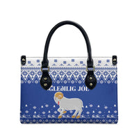 Faroe Islands Christmas Leather Bag Coat Of Arms Xmas Patterns - Wonder Print Shop