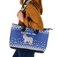 Faroe Islands Christmas Leather Tote Bag Coat Of Arms Xmas Patterns - Wonder Print Shop