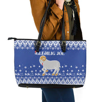 Faroe Islands Christmas Leather Tote Bag Coat Of Arms Xmas Patterns - Wonder Print Shop