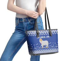 Faroe Islands Christmas Leather Tote Bag Coat Of Arms Xmas Patterns - Wonder Print Shop