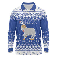 Faroe Islands Christmas Long Sleeve Polo Shirt Coat Of Arms Xmas Patterns - Wonder Print Shop