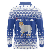 Faroe Islands Christmas Long Sleeve Polo Shirt Coat Of Arms Xmas Patterns - Wonder Print Shop