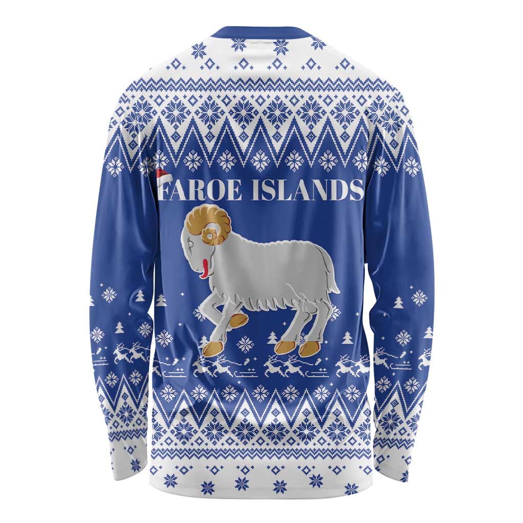 Faroe Islands Christmas Long Sleeve Shirt Coat Of Arms Xmas Patterns - Wonder Print Shop