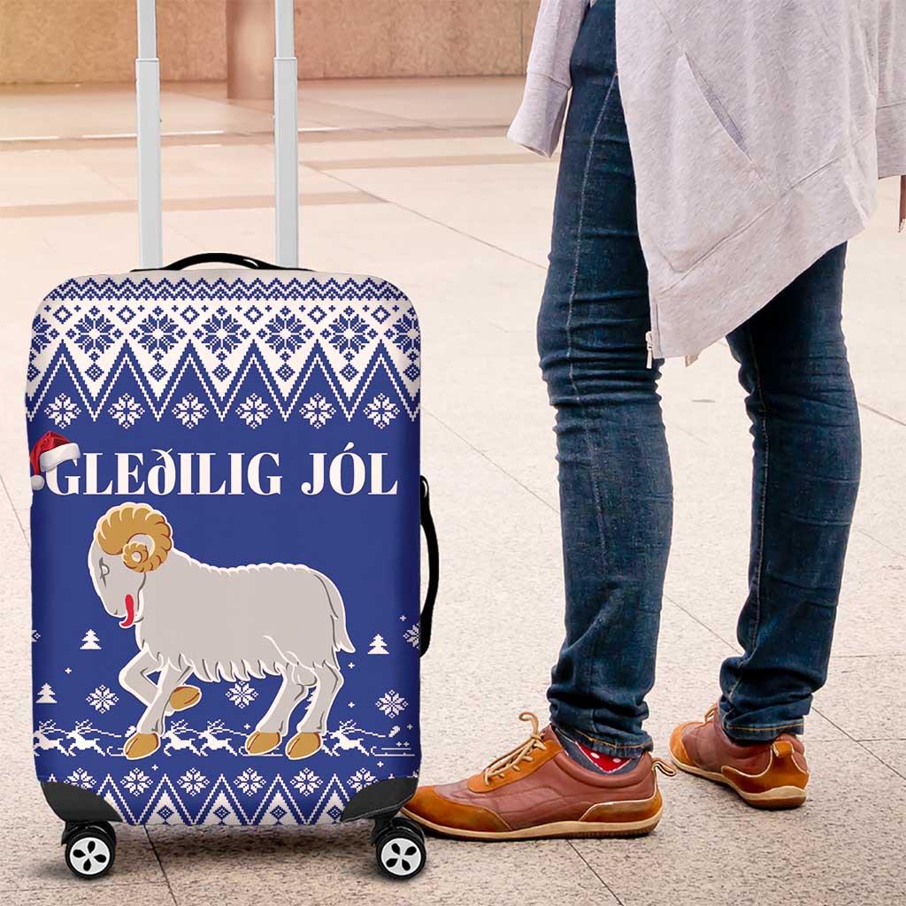 Faroe Islands Christmas Luggage Cover Coat Of Arms Xmas Patterns - Wonder Print Shop