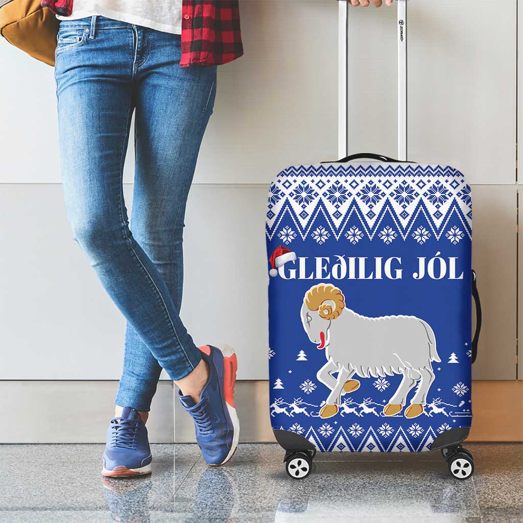 Faroe Islands Christmas Luggage Cover Coat Of Arms Xmas Patterns - Wonder Print Shop