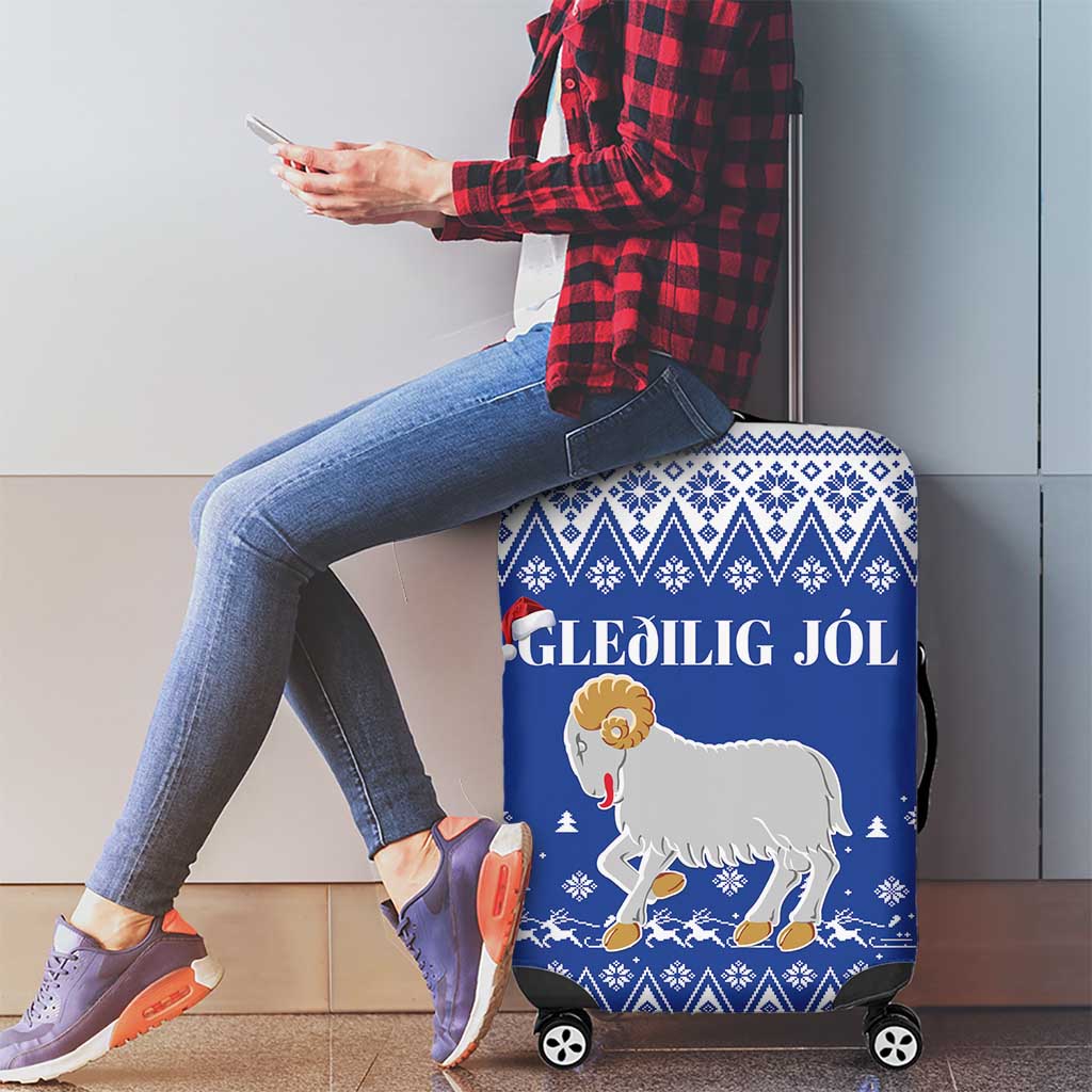 Faroe Islands Christmas Luggage Cover Coat Of Arms Xmas Patterns - Wonder Print Shop