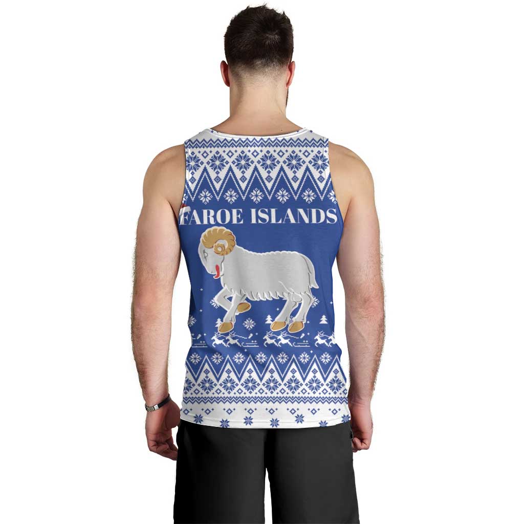 Faroe Islands Christmas Men Tank Top Coat Of Arms Xmas Patterns - Wonder Print Shop