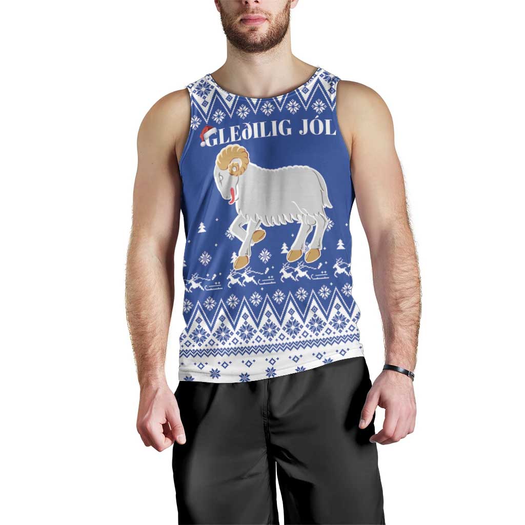 Faroe Islands Christmas Men Tank Top Coat Of Arms Xmas Patterns - Wonder Print Shop