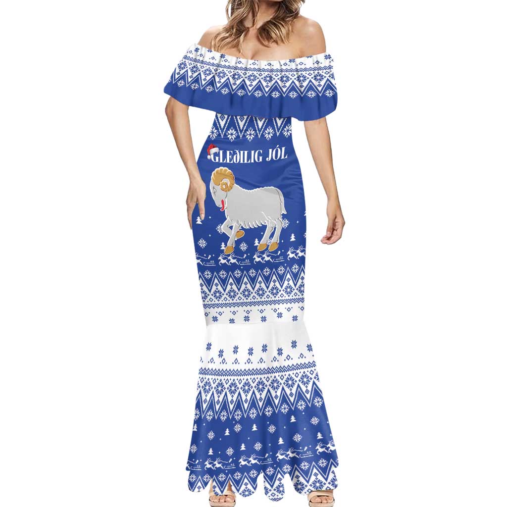 Faroe Islands Christmas Mermaid Dress Coat Of Arms Xmas Patterns - Wonder Print Shop