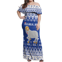 Faroe Islands Christmas Off Shoulder Maxi Dress Coat Of Arms Xmas Patterns - Wonder Print Shop