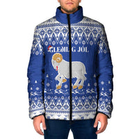 Faroe Islands Christmas Padded Jacket Coat Of Arms Xmas Patterns - Wonder Print Shop