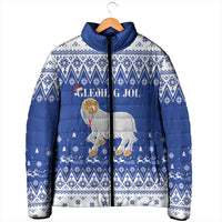 Faroe Islands Christmas Padded Jacket Coat Of Arms Xmas Patterns - Wonder Print Shop