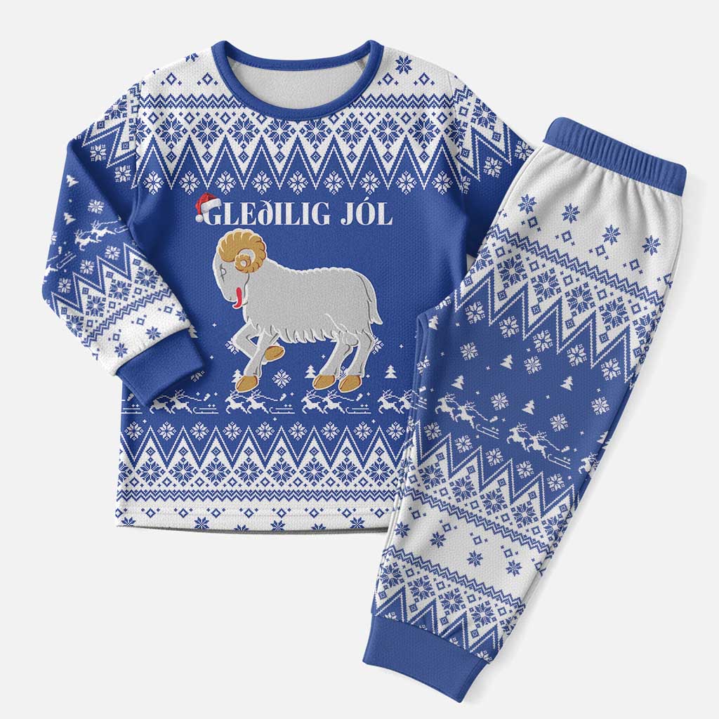 Faroe Islands Christmas Pajama Set Coat Of Arms Xmas Patterns - Wonder Print Shop