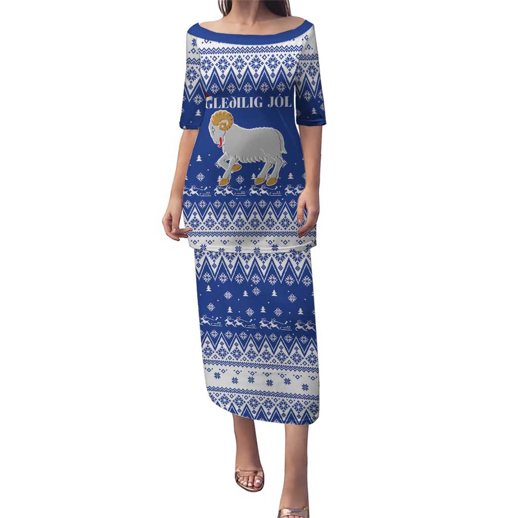 Faroe Islands Christmas Puletasi Coat Of Arms Xmas Patterns - Wonder Print Shop