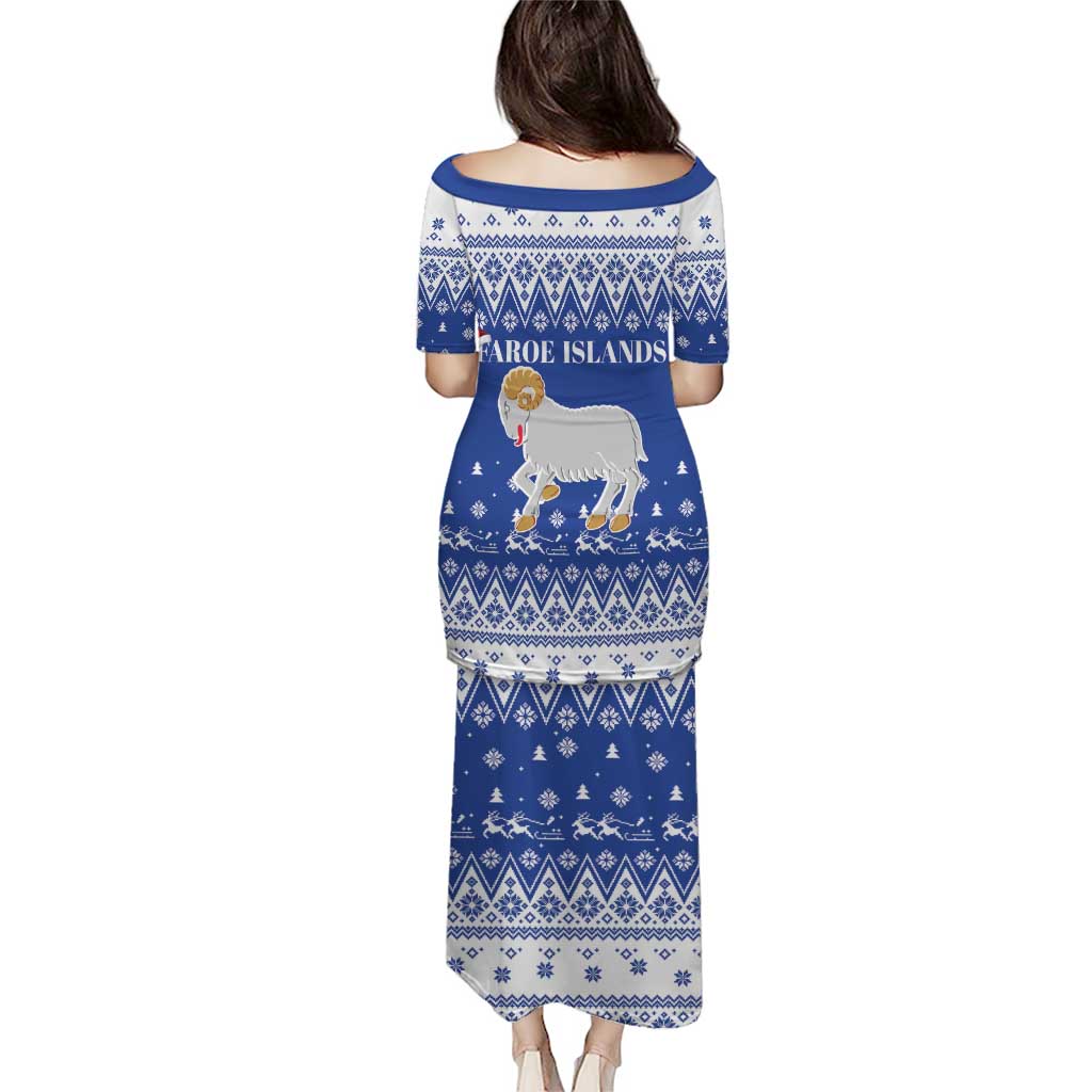 Faroe Islands Christmas Puletasi Coat Of Arms Xmas Patterns - Wonder Print Shop