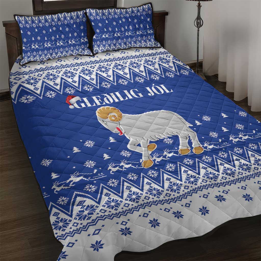 Faroe Islands Christmas Quilt Bed Set Coat Of Arms Xmas Patterns - Wonder Print Shop