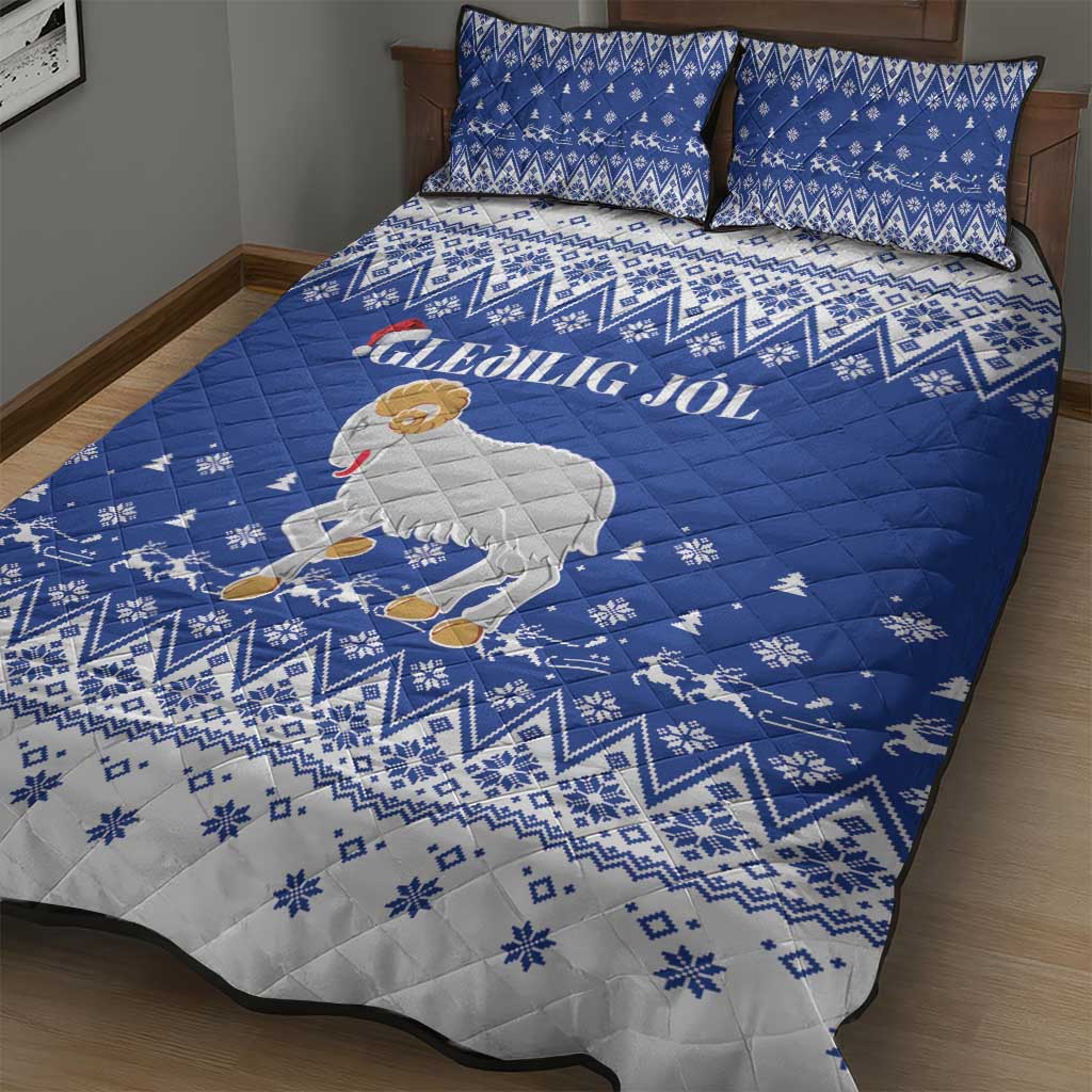 Faroe Islands Christmas Quilt Bed Set Coat Of Arms Xmas Patterns - Wonder Print Shop