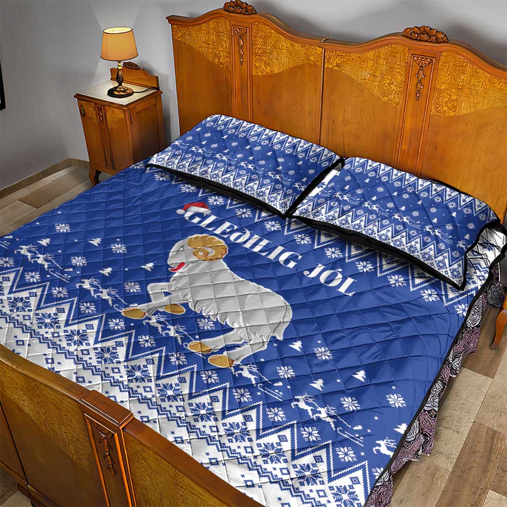 Faroe Islands Christmas Quilt Bed Set Coat Of Arms Xmas Patterns - Wonder Print Shop