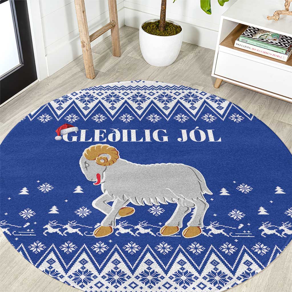 Faroe Islands Christmas Round Carpet Coat Of Arms Xmas Patterns - Wonder Print Shop