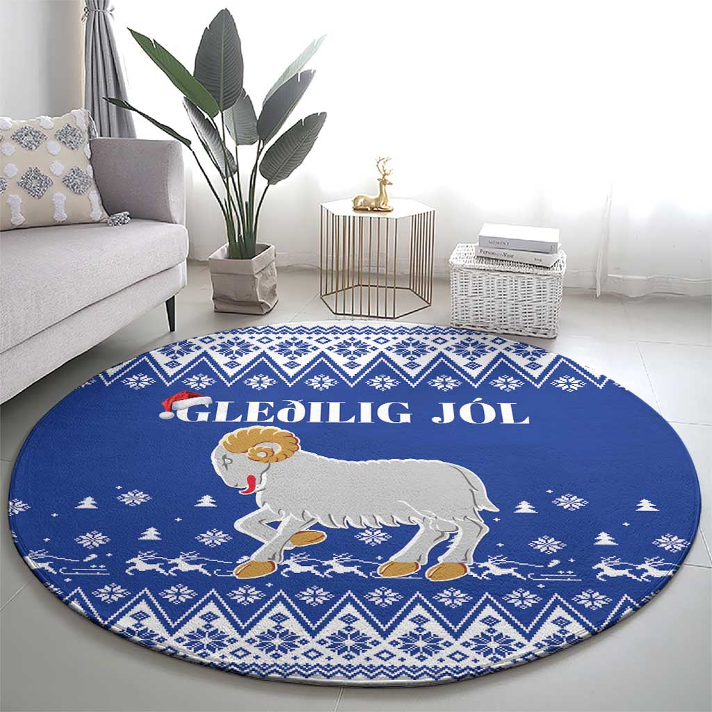 Faroe Islands Christmas Round Carpet Coat Of Arms Xmas Patterns - Wonder Print Shop