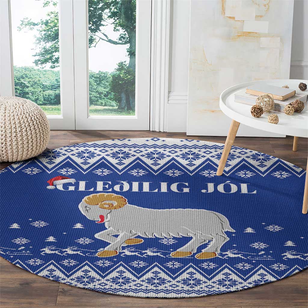 Faroe Islands Christmas Round Carpet Coat Of Arms Xmas Patterns - Wonder Print Shop