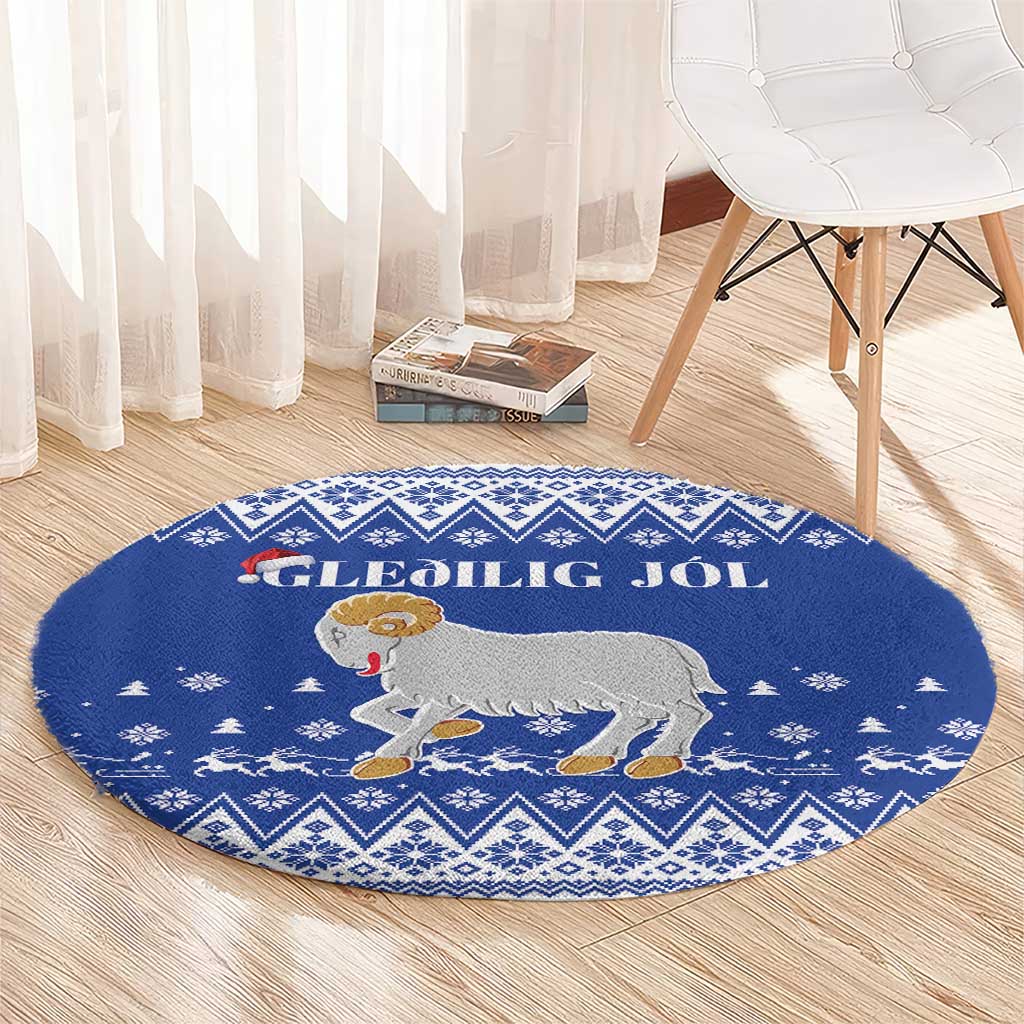 Faroe Islands Christmas Round Carpet Coat Of Arms Xmas Patterns - Wonder Print Shop
