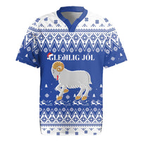 Faroe Islands Christmas Rugby Jersey Coat Of Arms Xmas Patterns - Wonder Print Shop