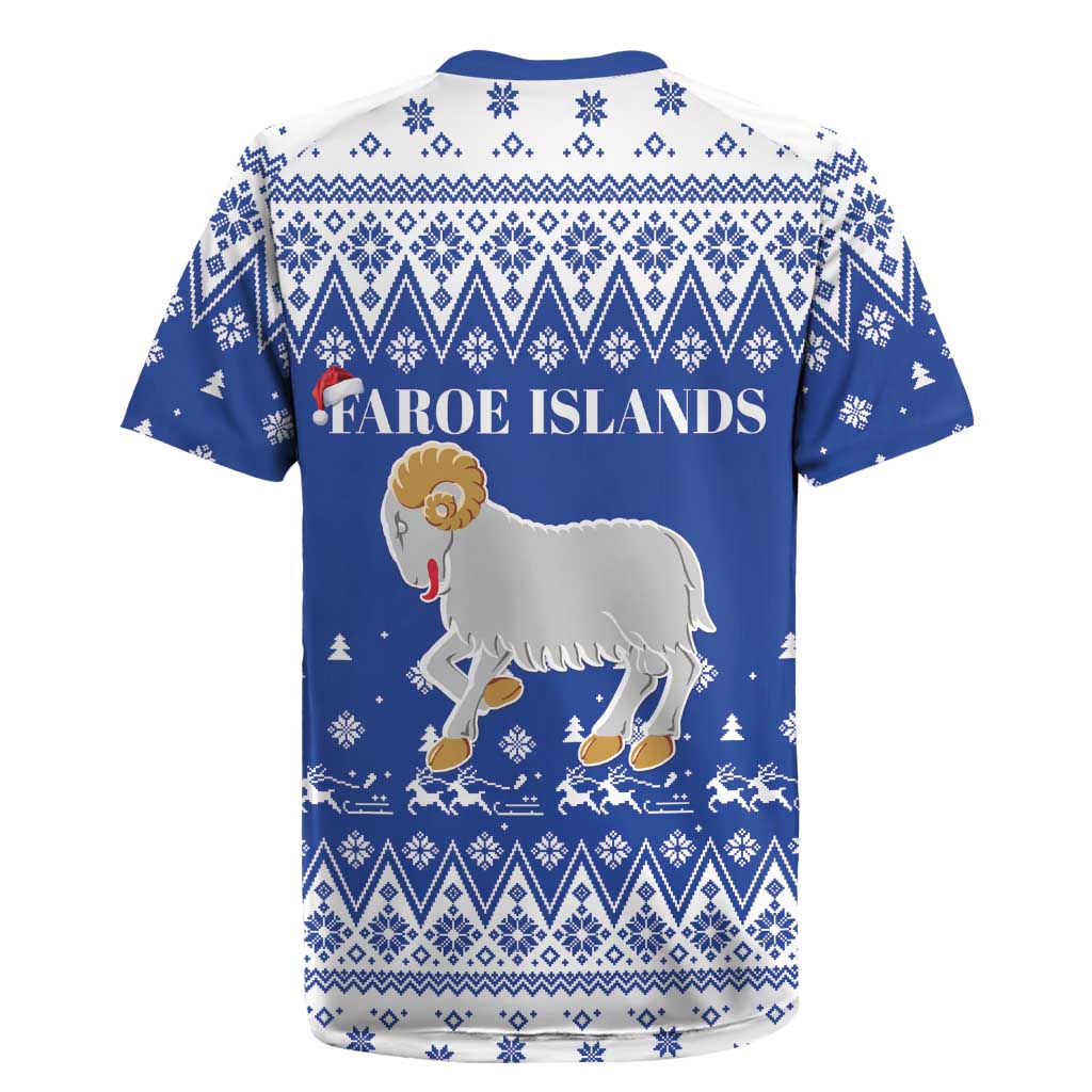 Faroe Islands Christmas Rugby Jersey Coat Of Arms Xmas Patterns - Wonder Print Shop