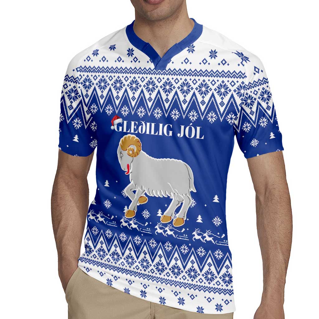 Faroe Islands Christmas Rugby Jersey Coat Of Arms Xmas Patterns - Wonder Print Shop