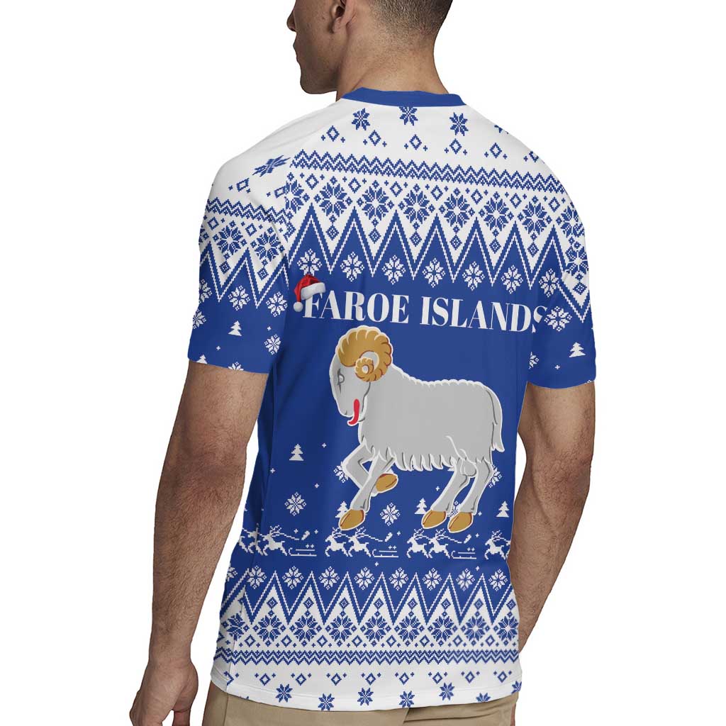Faroe Islands Christmas Rugby Jersey Coat Of Arms Xmas Patterns - Wonder Print Shop